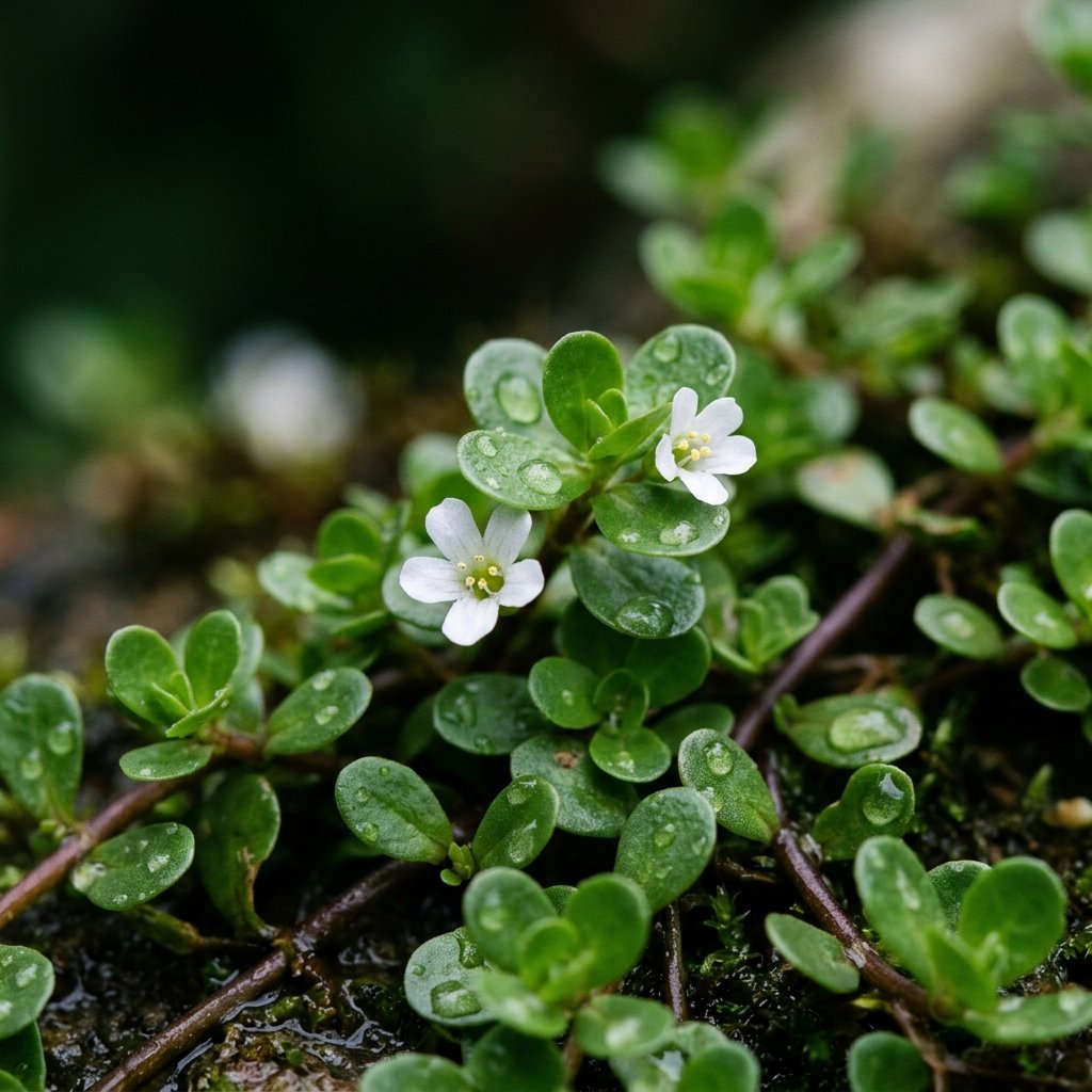 Brahmi herb with white flowers