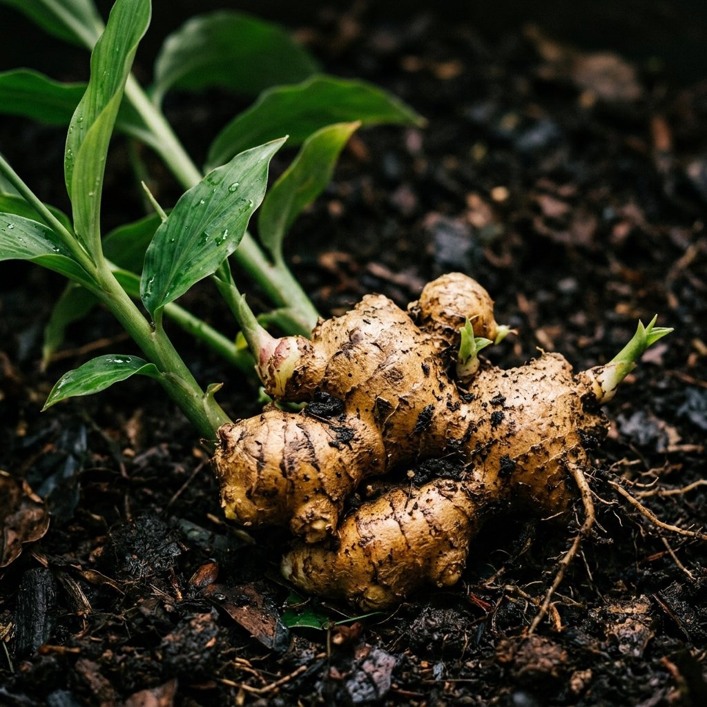 Fresh ginger root and plant