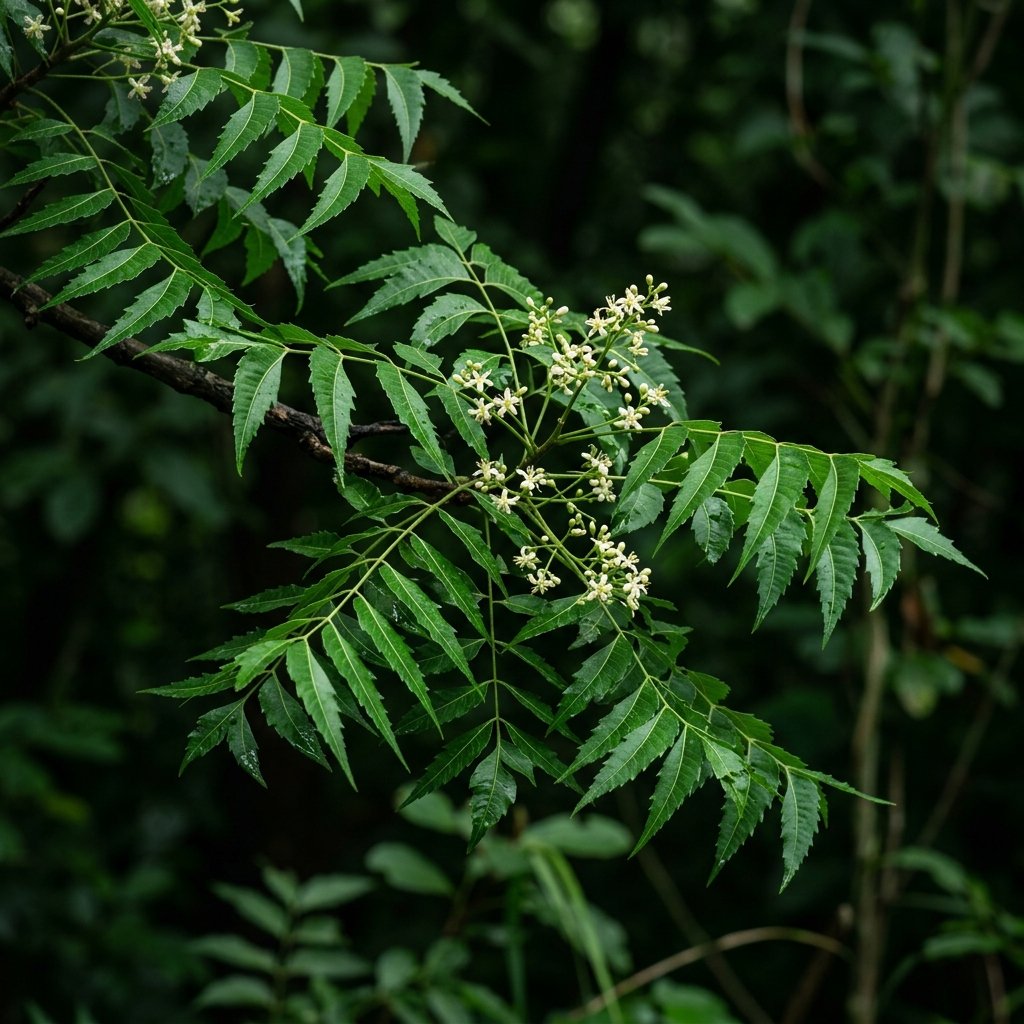 Neem tree branch with leaves